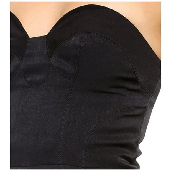 Keepsake Hearts On Fire Pant Suit Jumpsuit S Black Strapless Corset Pocket $190 - Picture 16 of 16